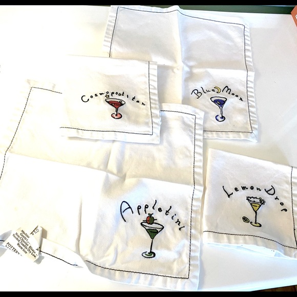 4 Fun Pottery Barn🍸🍹🥃 Cotton Cocktail Napkins - Picture 5 of 11